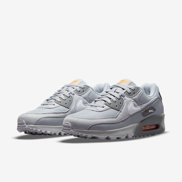 Trampki Męskie Nike Air Max 90 Szare Białe | NK248XYL