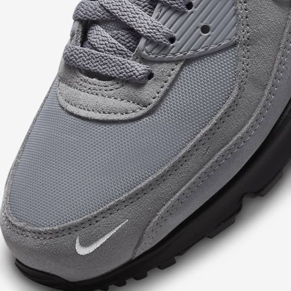 Trampki Męskie Nike Air Max 90 Szare Głęboka Niebieskie Metal Srebrne Czarne | NK195QEK