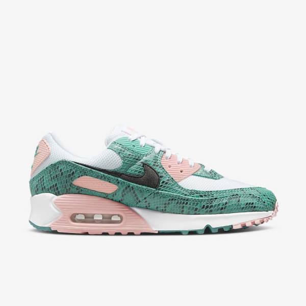 Trampki Męskie Nike Air Max 90 Turkusowe Białe Koralowe Czarne | NK390YJS