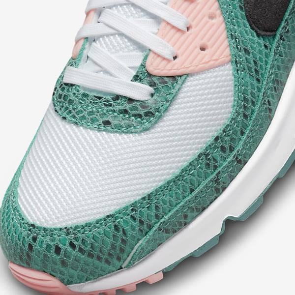 Trampki Męskie Nike Air Max 90 Turkusowe Białe Koralowe Czarne | NK390YJS