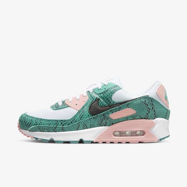 Trampki Męskie Nike Air Max 90 Turkusowe Białe Koralowe Czarne | NK390YJS