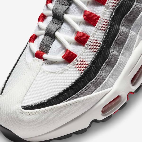 Trampki Męskie Nike Air Max 95 Białe Głęboka Szare Czerwone | NK845FBW