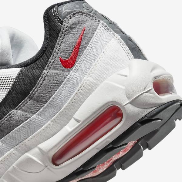 Trampki Męskie Nike Air Max 95 Białe Głęboka Szare Czerwone | NK845FBW