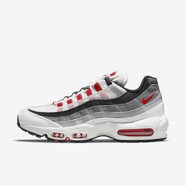 Trampki Męskie Nike Air Max 95 Białe Głęboka Szare Czerwone | NK845FBW