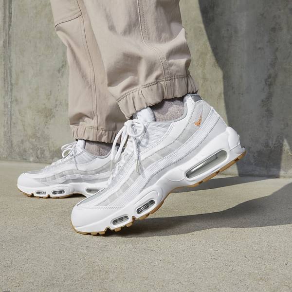 Trampki Męskie Nike Air Max 95 Białe Platyna Szare Żółte | NK317GMN