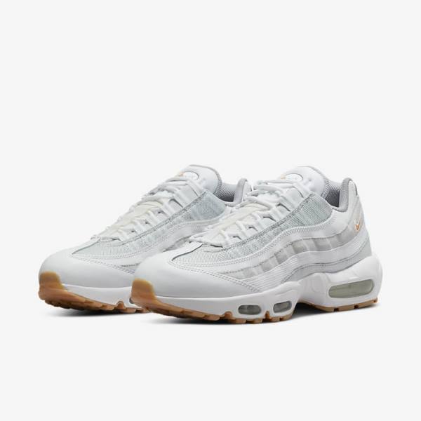 Trampki Męskie Nike Air Max 95 Białe Platyna Szare Żółte | NK317GMN