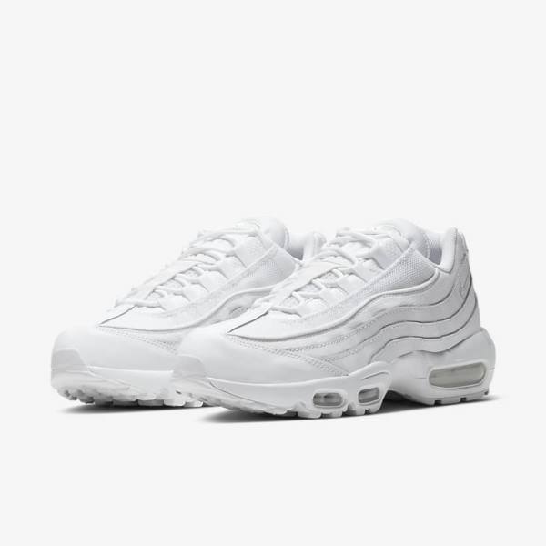 Trampki Męskie Nike Air Max 95 Essential Białe Szare Białe | NK420LXE