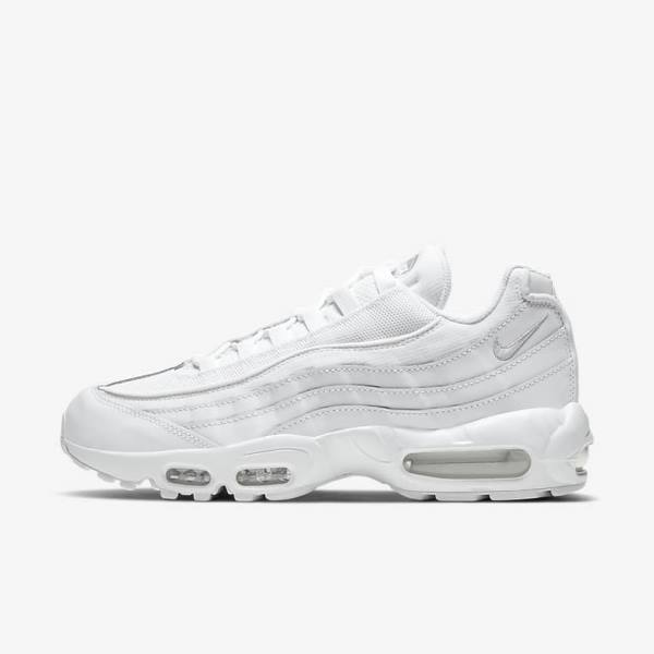 Trampki Męskie Nike Air Max 95 Essential Białe Szare Białe | NK420LXE