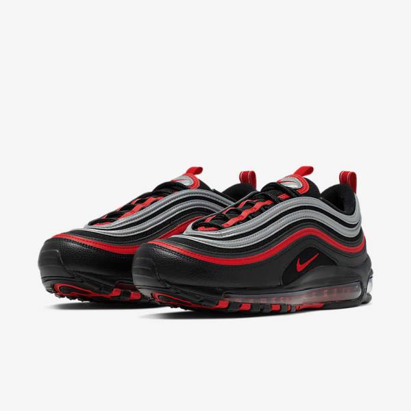 Trampki Męskie Nike Air Max 97 Czarne Metal Srebrne Czerwone | NK403KVX