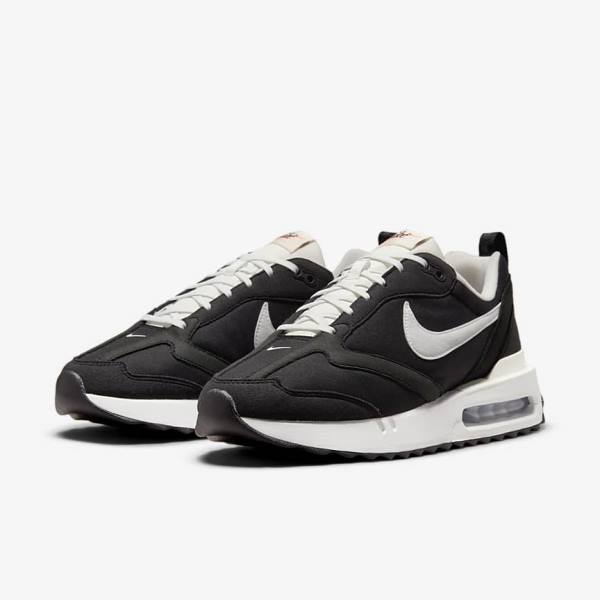 Trampki Męskie Nike Air Max Dawn Czarne Metal Srebrne Pomarańczowe Białe | NK739WYG