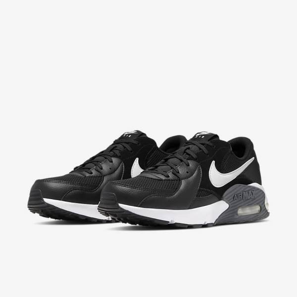 Trampki Męskie Nike Air Max Excee Czarne Ciemny Szare Białe | NK384ZFL