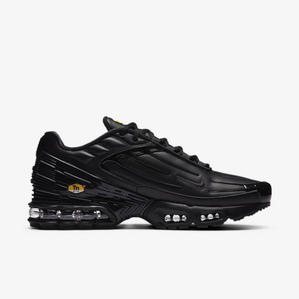 Trampki Męskie Nike Air Max Plus 3 Skórzane Czarne Ciemny Szare | NK305IGF