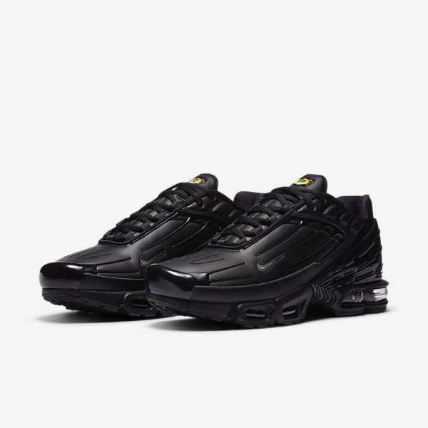 Trampki Męskie Nike Air Max Plus 3 Skórzane Czarne Ciemny Szare | NK305IGF