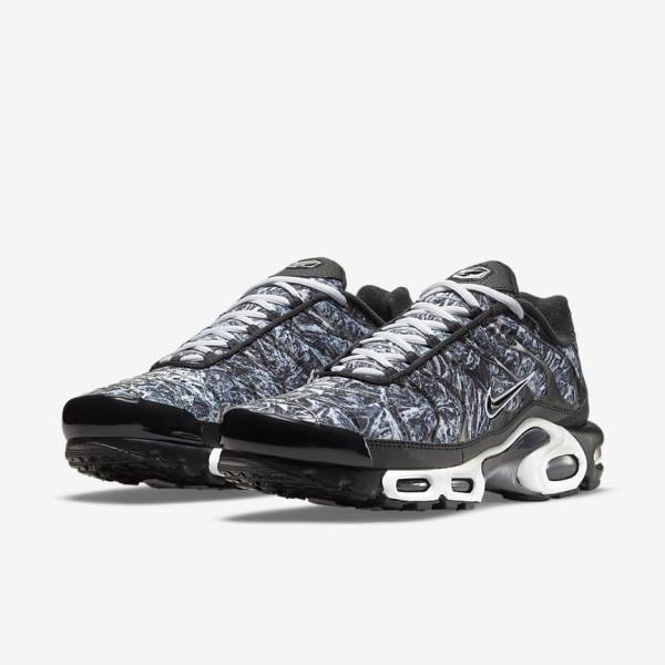 Trampki Męskie Nike Air Max Plus Czarne Białe Ciemny Szare Czarne | NK460DFE