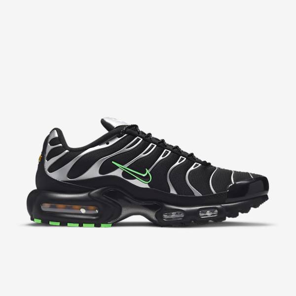 Trampki Męskie Nike Air Max Plus Czarne Zielone Metal Srebrne Czarne | NK716KDS