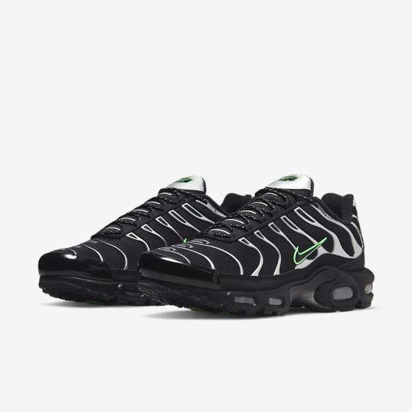 Trampki Męskie Nike Air Max Plus Czarne Zielone Metal Srebrne Czarne | NK716KDS