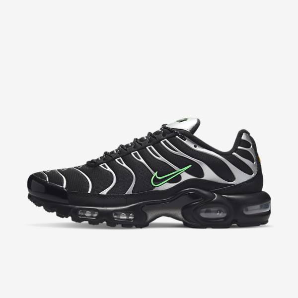 Trampki Męskie Nike Air Max Plus Czarne Zielone Metal Srebrne Czarne | NK716KDS