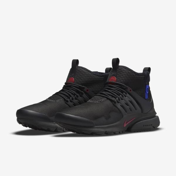 Trampki Męskie Nike Air Presto Mid Utility Czarne Ciemny Szare Niebieskie Czerwone | NK753LWV