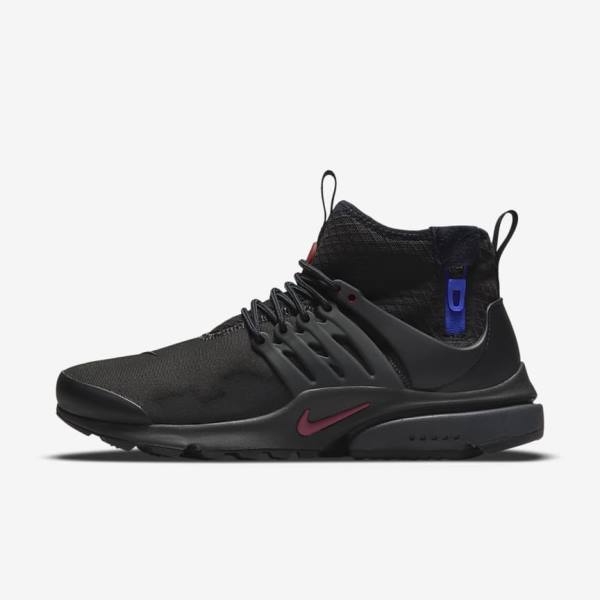 Trampki Męskie Nike Air Presto Mid Utility Czarne Ciemny Szare Niebieskie Czerwone | NK753LWV