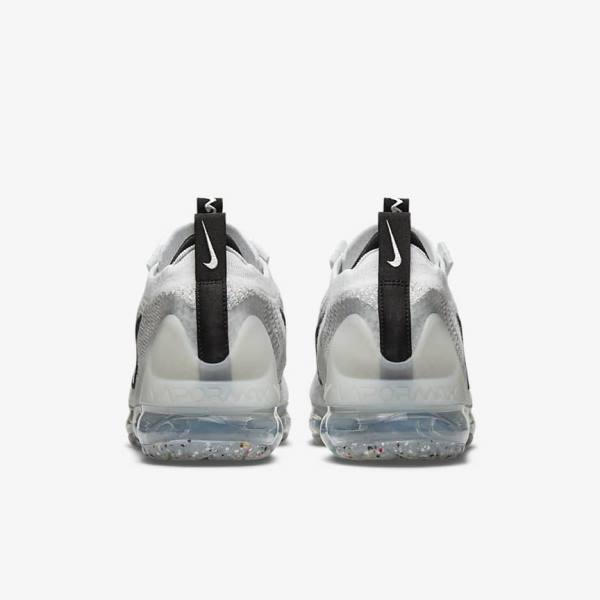 Trampki Męskie Nike Air VaporMax 2021 FK Białe Czarne Metal Srebrne | NK071VDY