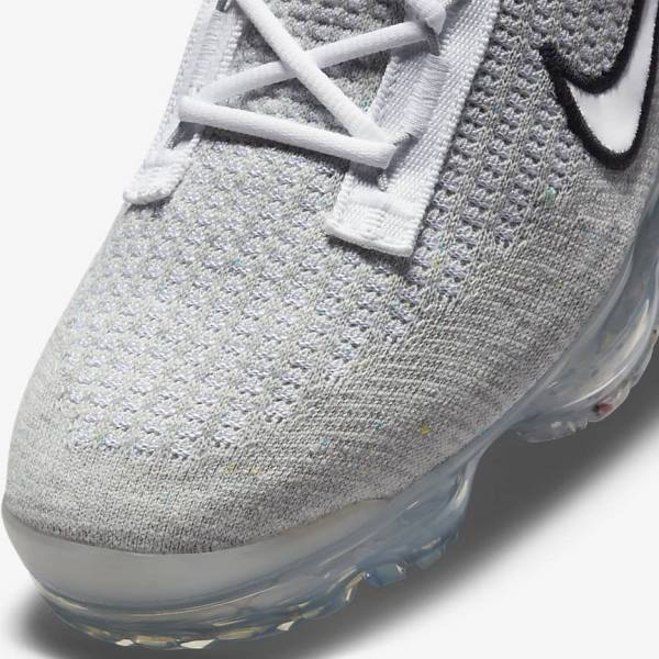 Trampki Męskie Nike Air VaporMax 2021 FK Białe Czarne Metal Srebrne | NK071VDY