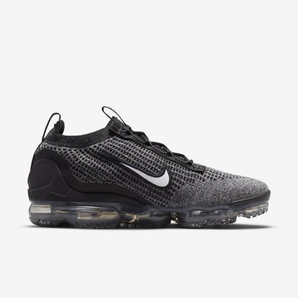 Trampki Męskie Nike Air VaporMax 2021 FK Czarne Białe Ciemny Szare Czarne | NK538BZT