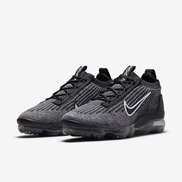 Trampki Męskie Nike Air VaporMax 2021 FK Czarne Białe Ciemny Szare Czarne | NK538BZT