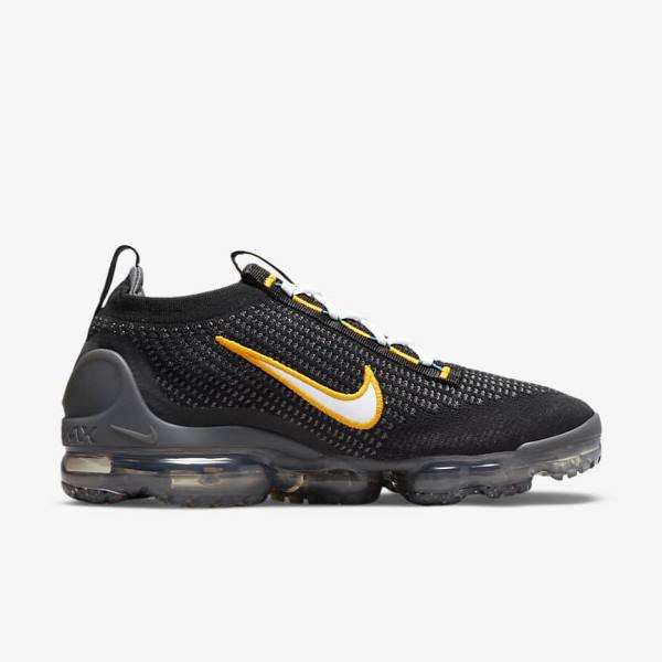 Trampki Męskie Nike Air VaporMax 2021 FK Czarne Złote Ciemny Szare Białe | NK971MOG