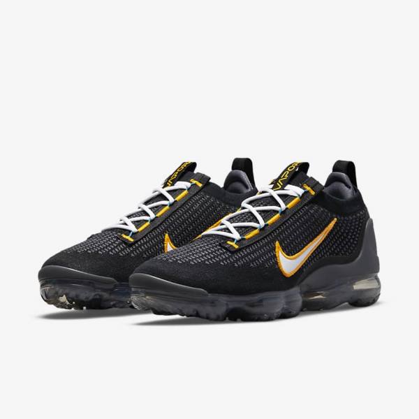 Trampki Męskie Nike Air VaporMax 2021 FK Czarne Złote Ciemny Szare Białe | NK971MOG