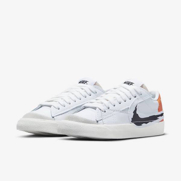 Trampki Męskie Nike Blazer Low 77 Jumbo Białe Pomarańczowe Czarne | NK872DPZ