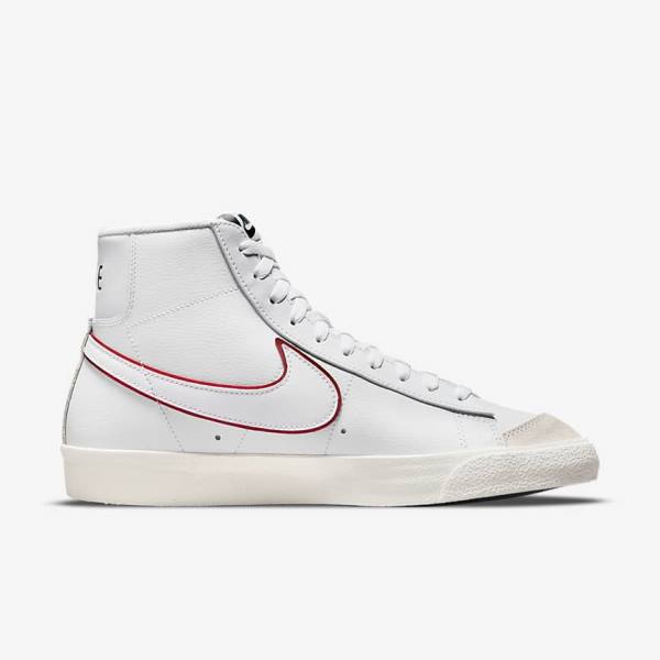 Trampki Męskie Nike Blazer Mid 77 Białe Zielone Metal Srebrne Czerwone | NK237VEX