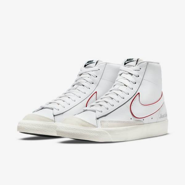 Trampki Męskie Nike Blazer Mid 77 Białe Zielone Metal Srebrne Czerwone | NK237VEX