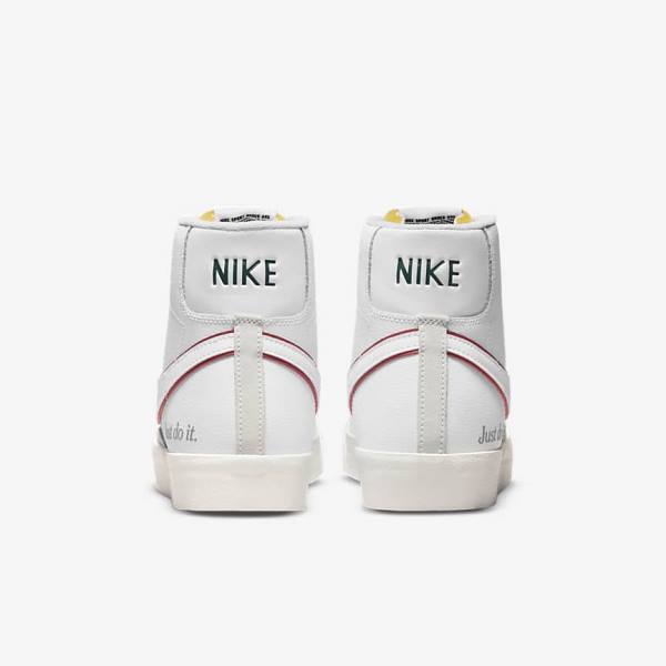 Trampki Męskie Nike Blazer Mid 77 Białe Zielone Metal Srebrne Czerwone | NK237VEX