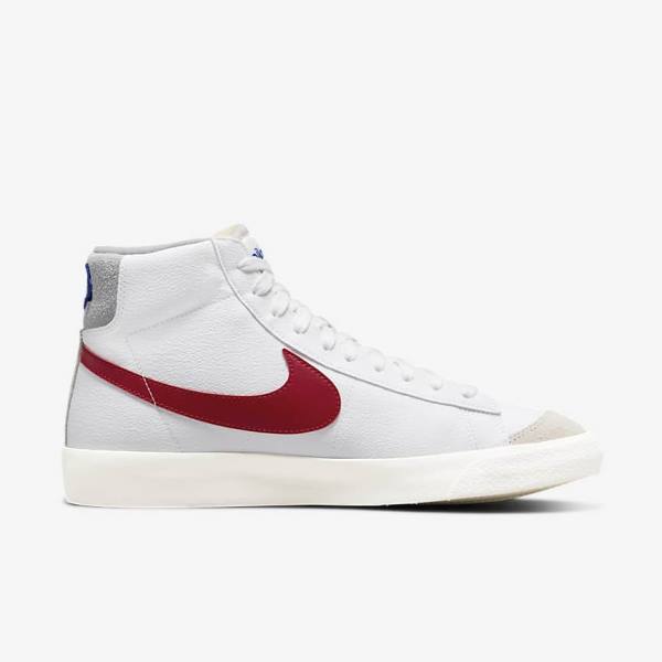 Trampki Męskie Nike Blazer Mid 77 Białe Głęboka Szare Czerwone | NK261AQP