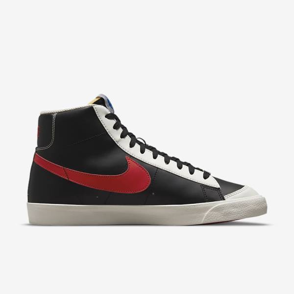 Trampki Męskie Nike Blazer Mid 77 EMB Czerwone Czarne | NK374NSU