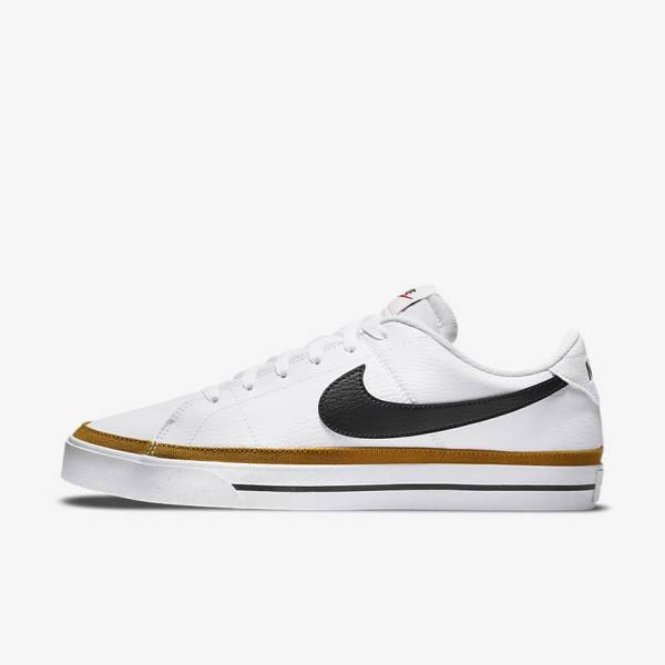 Trampki Męskie Nike Court Legacy Białe Czarne | NK872VUA