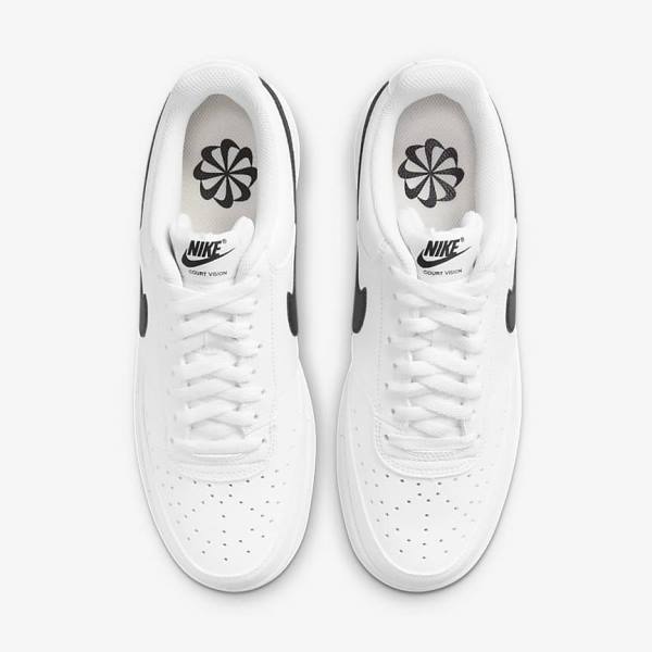 Trampki Męskie Nike Court Vision Low Next Nature Białe Czarne | NK682HXA