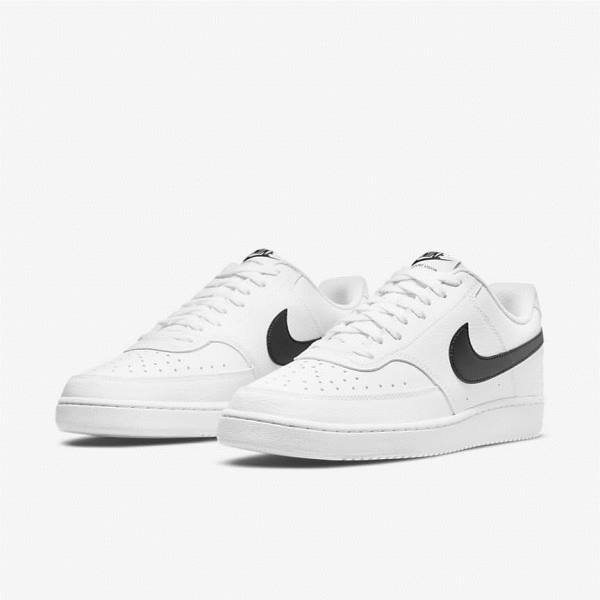 Trampki Męskie Nike Court Vision Low Next Nature Białe Czarne | NK682HXA