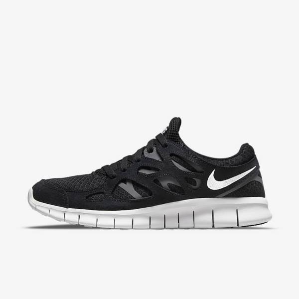 Trampki Męskie Nike Free Run 2 Czarne Ciemny Szare Białe | NK154EDU