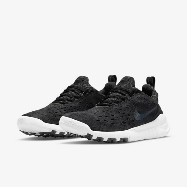 Trampki Męskie Nike Free Run Trailowe Czarne Białe Ciemny Szare | NK268TXE