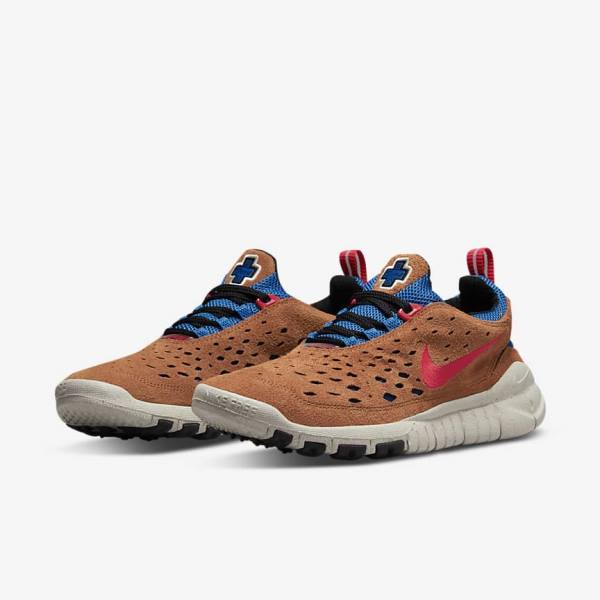 Trampki Męskie Nike Free Run Trailowe Niebieskie Głęboka Kremowe Czerwone | NK281MXW