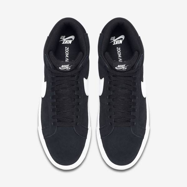 Trampki Męskie Nike SB Zoom Blazer Mid Czarne Białe | NK832VPA