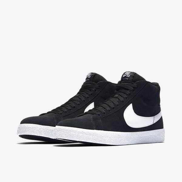 Trampki Męskie Nike SB Zoom Blazer Mid Czarne Białe | NK832VPA