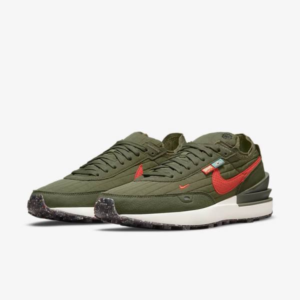 Trampki Męskie Nike Waffle One Premium Oliwkowe Czarne Pomarańczowe | NK187QCH