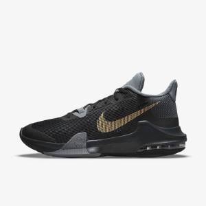 Buty Do Koszykówki Damskie Nike Air Max Impact 3 Czarne Szare Ciemny Szare Metal Złote | NK973MCB