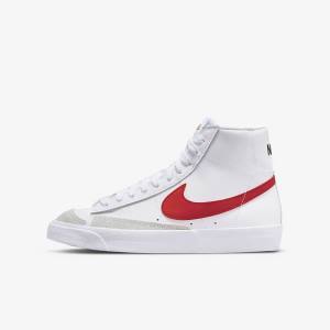 Buty Do Koszykówki Dziecięce Nike Blazer Mid 77 Older Białe Niebieskie Czarne Czerwone | NK510QMF