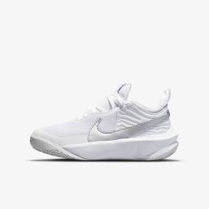 Buty Do Koszykówki Dziecięce Nike Team Hustle D 10 Older Białe Metal Srebrne | NK381JRF