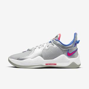 Buty Do Koszykówki Męskie Nike PG 5 Metal Srebrne Królewski Niebieski Czerwone | NK836IQB