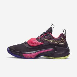 Buty Do Koszykówki Męskie Nike Zoom Freak 3 Fioletowe Różowe Fioletowe Głęboka Cytrynowy | NK679EZU