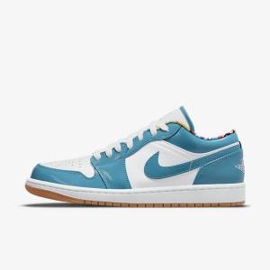 Buty Jordan Męskie Nike Air Jordan 1 Low SE Turkusowe Białe Granatowe Turkusowe | NK690OAZ